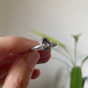 Dainty Pear Gemstone Ring 9 Sterling Silver Minimalist Boho Chic Y2K Early 2000s